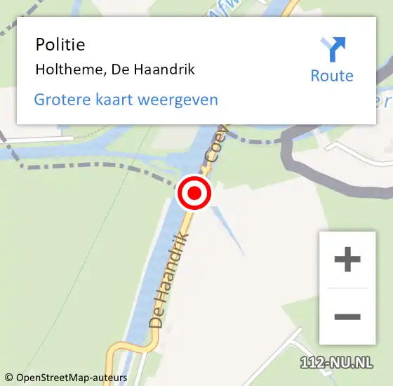 Locatie op kaart van de 112 melding: Politie Holtheme, De Haandrik op 4 maart 2018 19:14