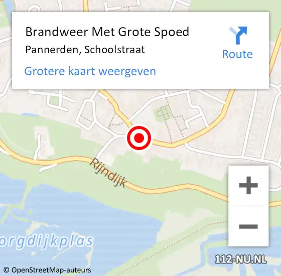 Locatie op kaart van de 112 melding: Brandweer Met Grote Spoed Naar Pannerden, Schoolstraat op 4 maart 2018 19:28