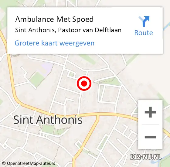 Locatie op kaart van de 112 melding: Ambulance Met Spoed Naar Sint Anthonis, Pastoor van Delftlaan op 4 maart 2018 20:50