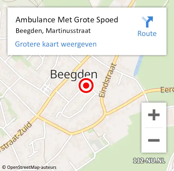 Locatie op kaart van de 112 melding: Ambulance Met Grote Spoed Naar Beegden, Martinusstraat op 4 maart 2018 21:34