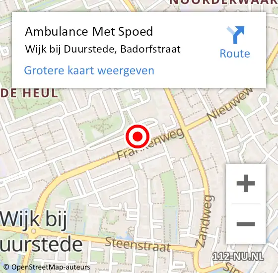 Locatie op kaart van de 112 melding: Ambulance Met Spoed Naar Wijk bij Duurstede, Badorfstraat op 4 maart 2018 22:28