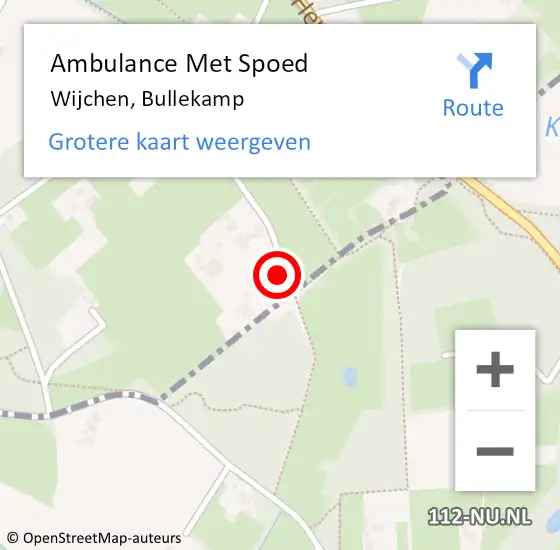 Locatie op kaart van de 112 melding: Ambulance Met Spoed Naar Wijchen, Bullekamp op 4 maart 2018 22:32