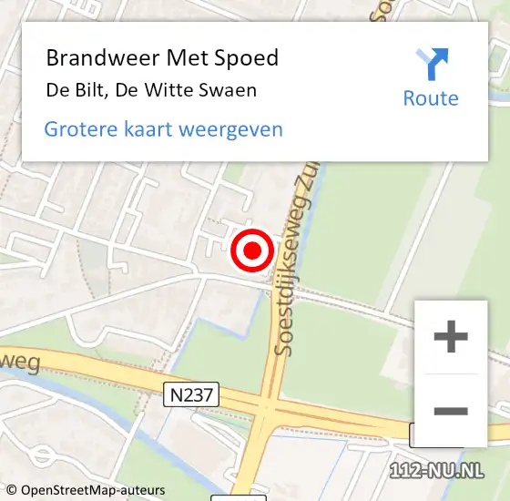 Locatie op kaart van de 112 melding: Brandweer Met Spoed Naar De Bilt, De Witte Swaen op 4 maart 2018 22:39