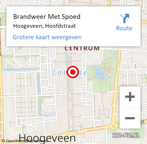 Locatie op kaart van de 112 melding: Brandweer Met Spoed Naar Hoogeveen, Hoofdstraat op 4 maart 2018 22:41