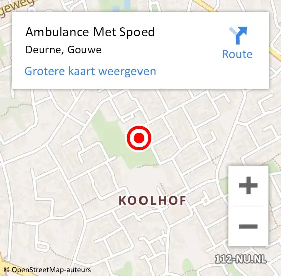 Locatie op kaart van de 112 melding: Ambulance Met Spoed Naar Deurne, Gouwe op 5 maart 2018 00:52