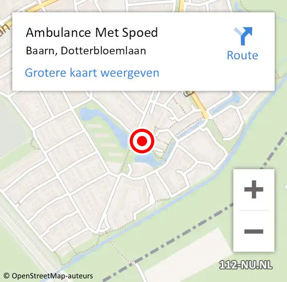 Locatie op kaart van de 112 melding: Ambulance Met Spoed Naar Baarn, Dotterbloemlaan op 5 maart 2018 00:59