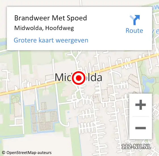 Locatie op kaart van de 112 melding: Brandweer Met Spoed Naar Midwolda, Hoofdweg op 5 maart 2018 01:22