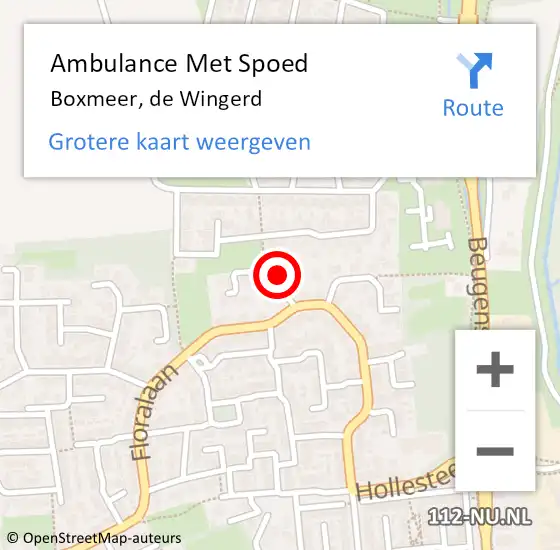Locatie op kaart van de 112 melding: Ambulance Met Spoed Naar Boxmeer, de Wingerd op 5 maart 2018 04:12