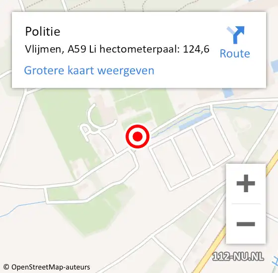 Locatie op kaart van de 112 melding: Politie Vlijmen, A59 Li hectometerpaal: 124,6 op 5 maart 2018 06:44