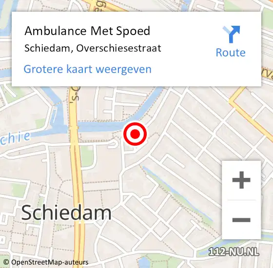 Locatie op kaart van de 112 melding: Ambulance Met Spoed Naar Schiedam, Overschiesestraat op 5 maart 2018 07:37
