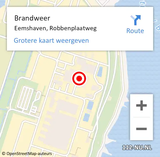 Locatie op kaart van de 112 melding: Brandweer Eemshaven, Robbenplaatweg op 5 maart 2018 08:07