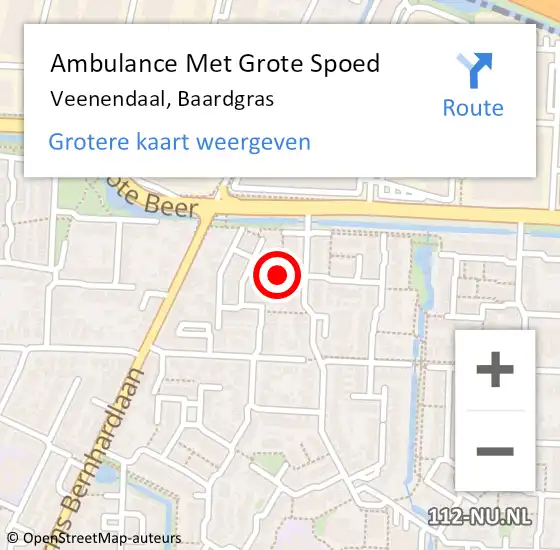 Locatie op kaart van de 112 melding: Ambulance Met Grote Spoed Naar Veenendaal, Baardgras op 5 maart 2018 08:16