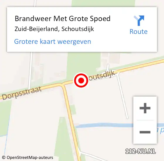 Locatie op kaart van de 112 melding: Brandweer Met Grote Spoed Naar Zuid-Beijerland, Schoutsdijk op 5 maart 2018 08:44