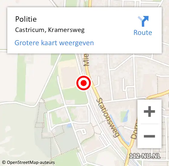 Locatie op kaart van de 112 melding: Politie Castricum, Kramersweg op 5 maart 2018 08:47
