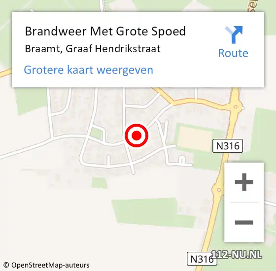 Locatie op kaart van de 112 melding: Brandweer Met Grote Spoed Naar Braamt, Graaf Hendrikstraat op 5 maart 2018 09:00