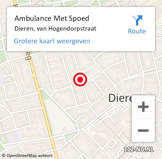 Locatie op kaart van de 112 melding: Ambulance Met Spoed Naar Dieren, van Hogendorpstraat op 5 maart 2018 09:09
