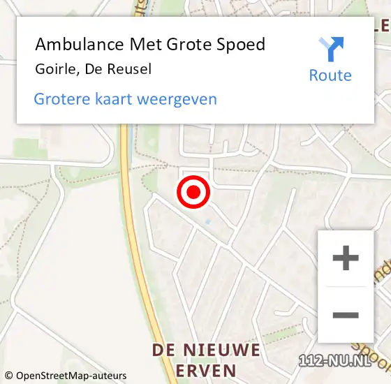 Locatie op kaart van de 112 melding: Ambulance Met Grote Spoed Naar Goirle, De Reusel op 5 maart 2018 09:26