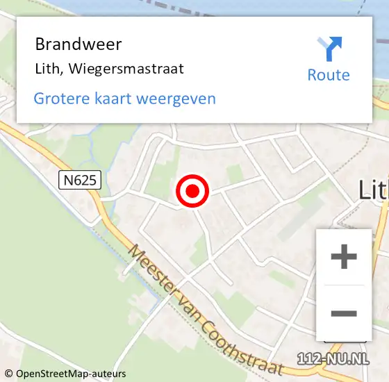 Locatie op kaart van de 112 melding: Brandweer Lith, Wiegersmastraat op 5 maart 2018 09:33