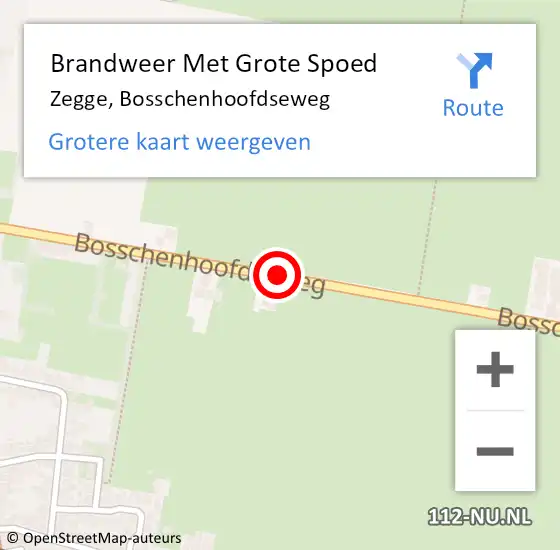 Locatie op kaart van de 112 melding: Brandweer Met Grote Spoed Naar Zegge, Bosschenhoofdseweg op 5 maart 2018 09:39