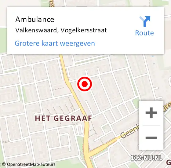 Locatie op kaart van de 112 melding: Ambulance Valkenswaard, Vogelkersstraat op 5 maart 2018 10:11