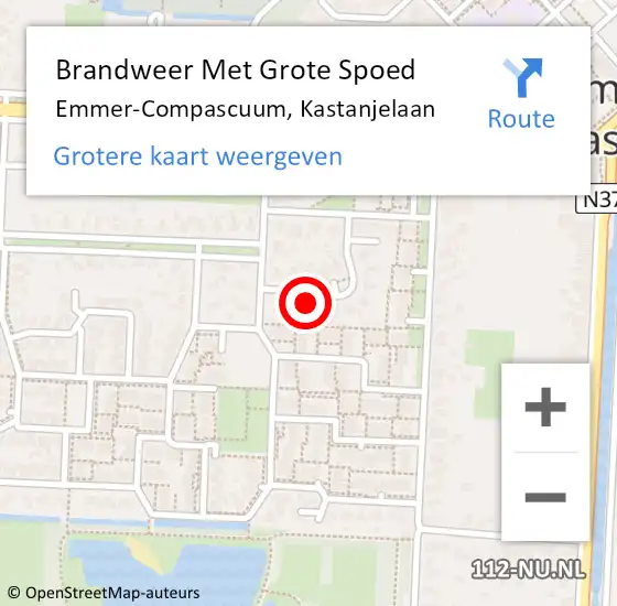 Locatie op kaart van de 112 melding: Brandweer Met Grote Spoed Naar Emmer-Compascuum, Kastanjelaan op 5 maart 2018 10:21