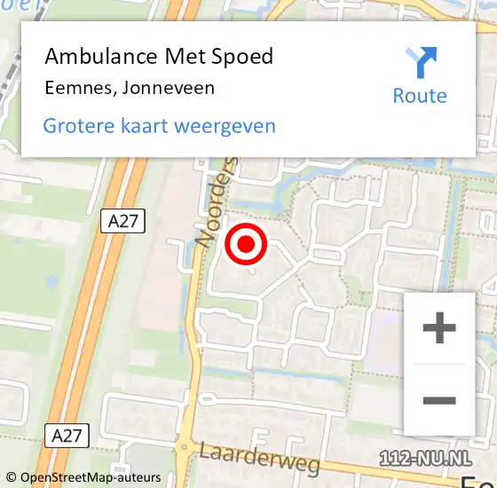 Locatie op kaart van de 112 melding: Ambulance Met Spoed Naar Eemnes, Jonneveen op 5 maart 2018 10:48