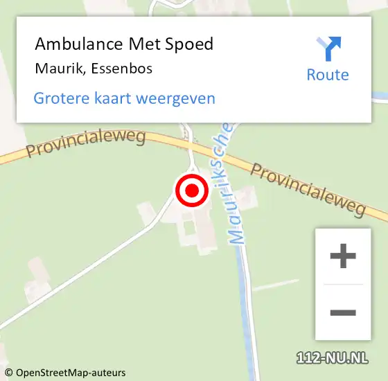 Locatie op kaart van de 112 melding: Ambulance Met Spoed Naar Maurik, Essenbos op 5 maart 2018 10:56