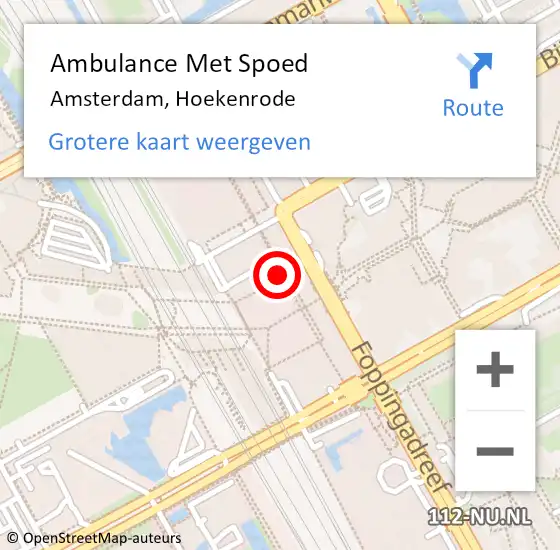 Locatie op kaart van de 112 melding: Ambulance Met Spoed Naar Amsterdam, Hoekenrode op 5 maart 2018 10:59
