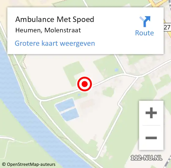 Locatie op kaart van de 112 melding: Ambulance Met Spoed Naar Heumen, Molenstraat op 5 maart 2018 10:59