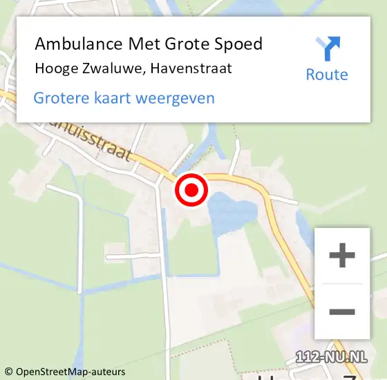 Locatie op kaart van de 112 melding: Ambulance Met Grote Spoed Naar Hooge Zwaluwe, Havenstraat op 5 maart 2018 11:01