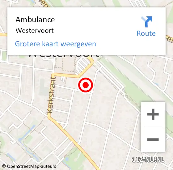Locatie op kaart van de 112 melding: Ambulance Westervoort op 5 maart 2018 11:07