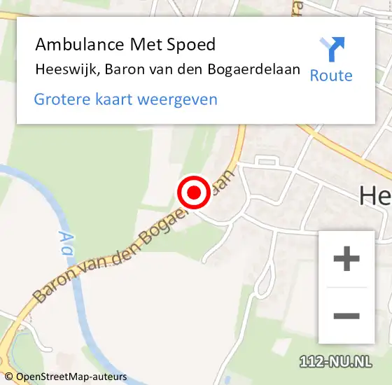 Locatie op kaart van de 112 melding: Ambulance Met Spoed Naar Heeswijk, Baron van den Bogaerdelaan op 5 maart 2018 11:13