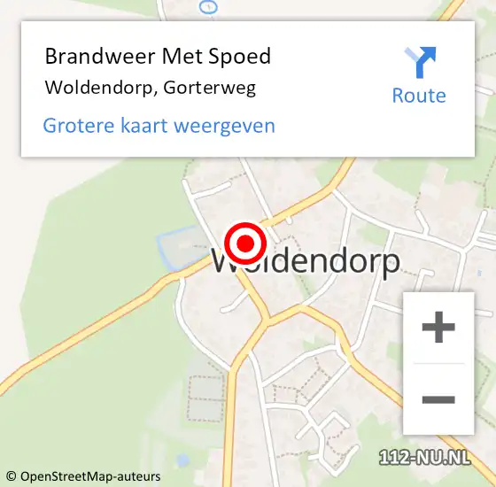 Locatie op kaart van de 112 melding: Brandweer Met Spoed Naar Woldendorp, Gorterweg op 5 maart 2018 11:41