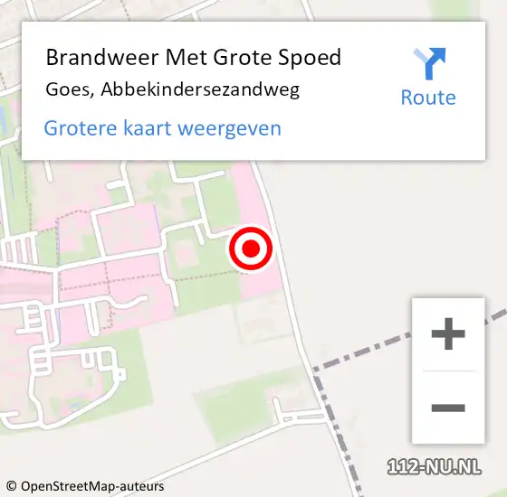 Locatie op kaart van de 112 melding: Brandweer Met Grote Spoed Naar Goes, Abbekindersezandweg op 5 maart 2018 11:47