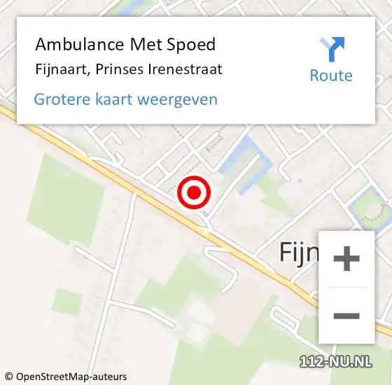 Locatie op kaart van de 112 melding: Ambulance Met Spoed Naar Fijnaart, Prinses Irenestraat op 5 maart 2018 12:17