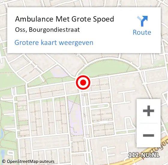 Locatie op kaart van de 112 melding: Ambulance Met Grote Spoed Naar Oss, Bourgondiestraat op 5 maart 2018 12:34