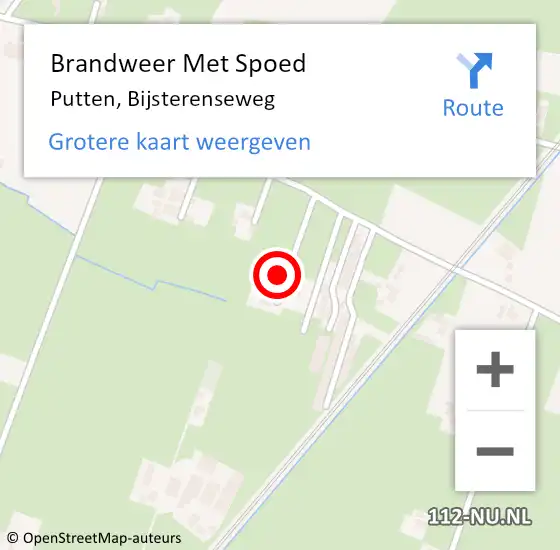 Locatie op kaart van de 112 melding: Brandweer Met Spoed Naar Putten, Bijsterenseweg op 18 februari 2014 08:54