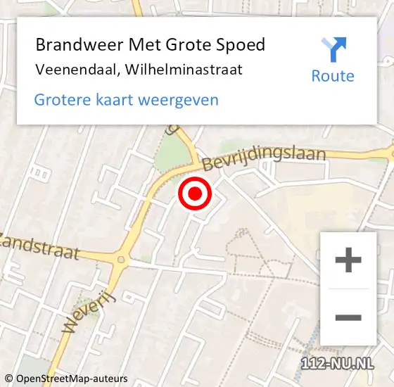 Locatie op kaart van de 112 melding: Brandweer Met Grote Spoed Naar Veenendaal, Wilhelminastraat op 5 maart 2018 12:46