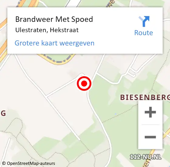 Locatie op kaart van de 112 melding: Brandweer Met Spoed Naar Ulestraten, Hekstraat op 5 maart 2018 12:54