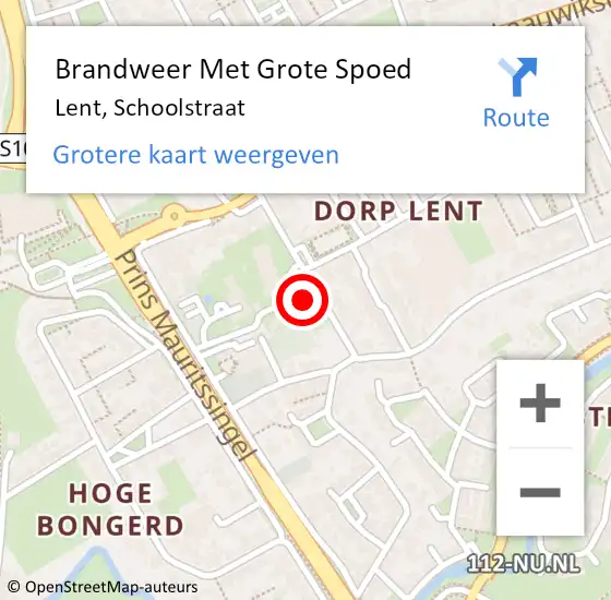 Locatie op kaart van de 112 melding: Brandweer Met Grote Spoed Naar Lent, Schoolstraat op 5 maart 2018 12:58