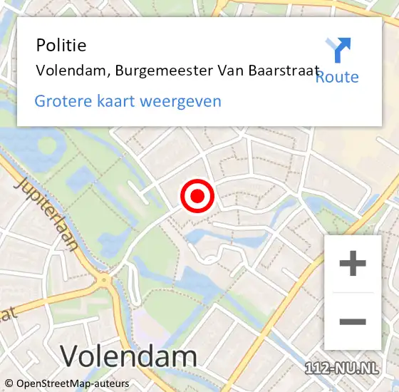 Locatie op kaart van de 112 melding: Politie Volendam, Burgemeester Van Baarstraat op 5 maart 2018 14:18