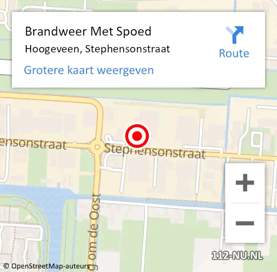 Locatie op kaart van de 112 melding: Brandweer Met Spoed Naar Hoogeveen, Stephensonstraat op 5 maart 2018 15:12