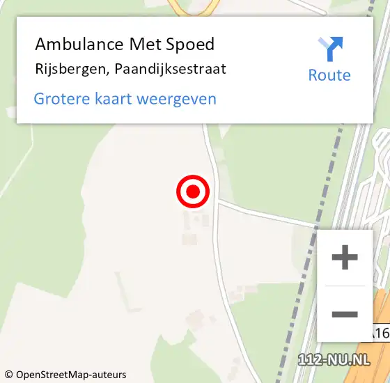Locatie op kaart van de 112 melding: Ambulance Met Spoed Naar Rijsbergen, Paandijksestraat op 18 februari 2014 09:17