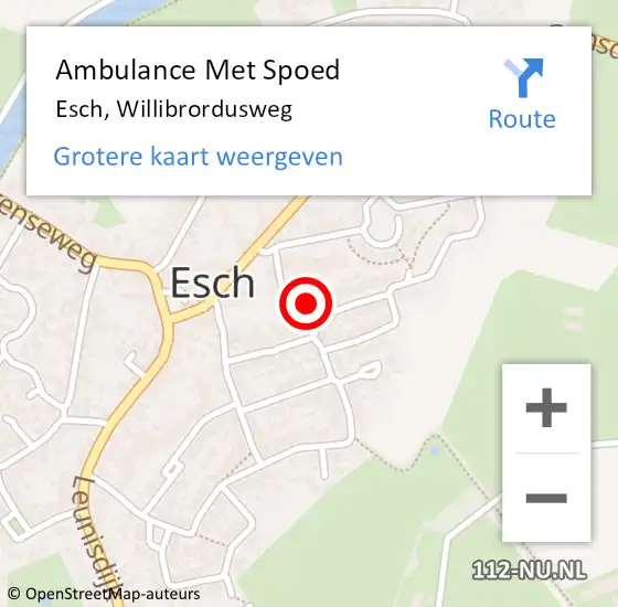 Locatie op kaart van de 112 melding: Ambulance Met Spoed Naar Esch, Willibrordusweg op 5 maart 2018 16:16