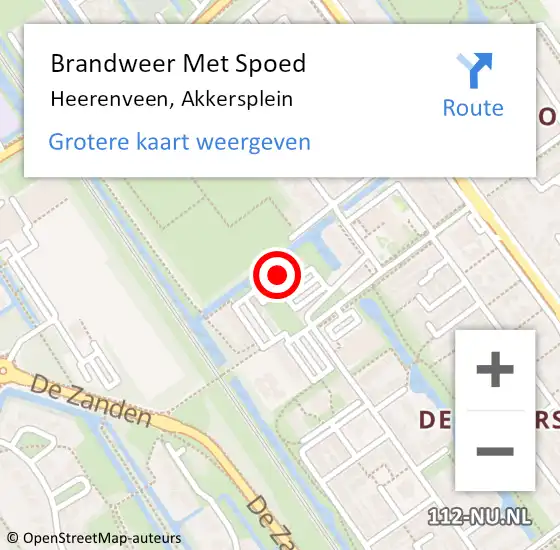 Locatie op kaart van de 112 melding: Brandweer Met Spoed Naar Heerenveen, Akkersplein op 5 maart 2018 17:09