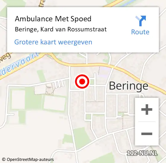 Locatie op kaart van de 112 melding: Ambulance Met Spoed Naar Beringe, Kard van Rossumstraat op 18 februari 2014 09:24