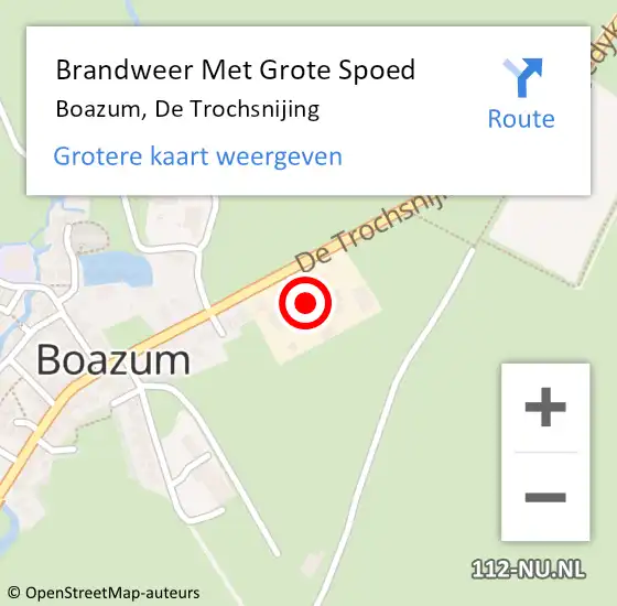 Locatie op kaart van de 112 melding: Brandweer Met Grote Spoed Naar Boazum, De Trochsnijing op 5 maart 2018 17:31