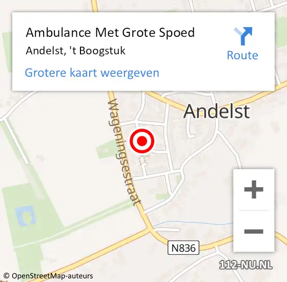 Locatie op kaart van de 112 melding: Ambulance Met Grote Spoed Naar Andelst, 't Boogstuk op 5 maart 2018 17:31
