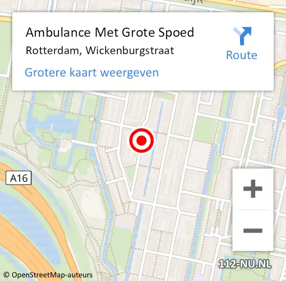 Locatie op kaart van de 112 melding: Ambulance Met Grote Spoed Naar Rotterdam, Wickenburgstraat op 5 maart 2018 18:16