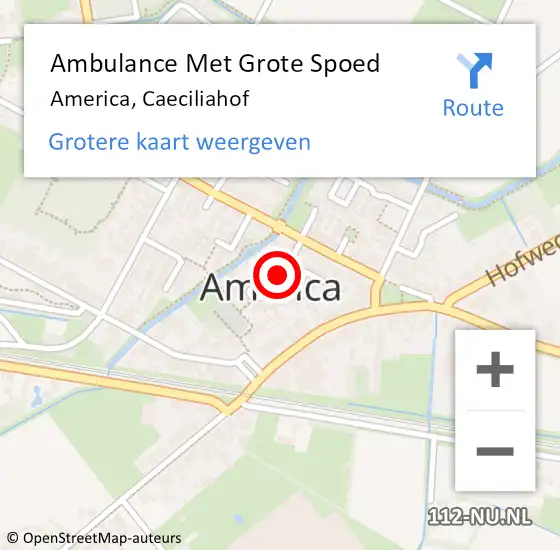 Locatie op kaart van de 112 melding: Ambulance Met Grote Spoed Naar America, Caeciliahof op 5 maart 2018 18:24